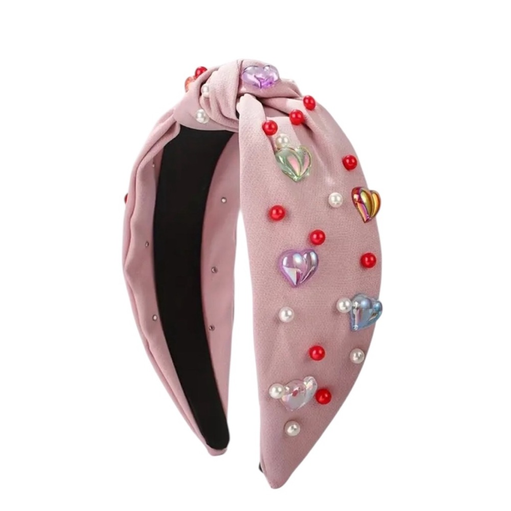 Pink Multi Color Heart Accented Headband